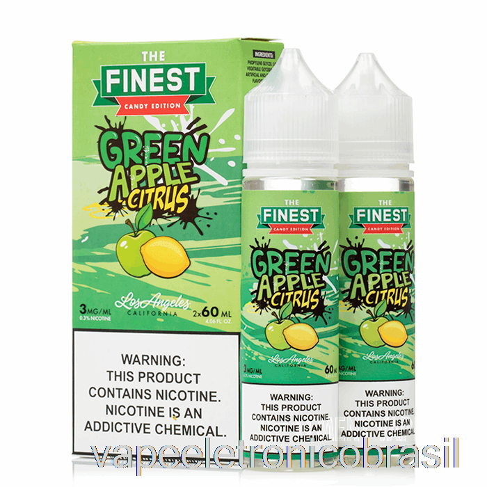 Vape Recarregável Maçã Verde Cítrica - A Melhor Edição De Doces - 120ml 3mg